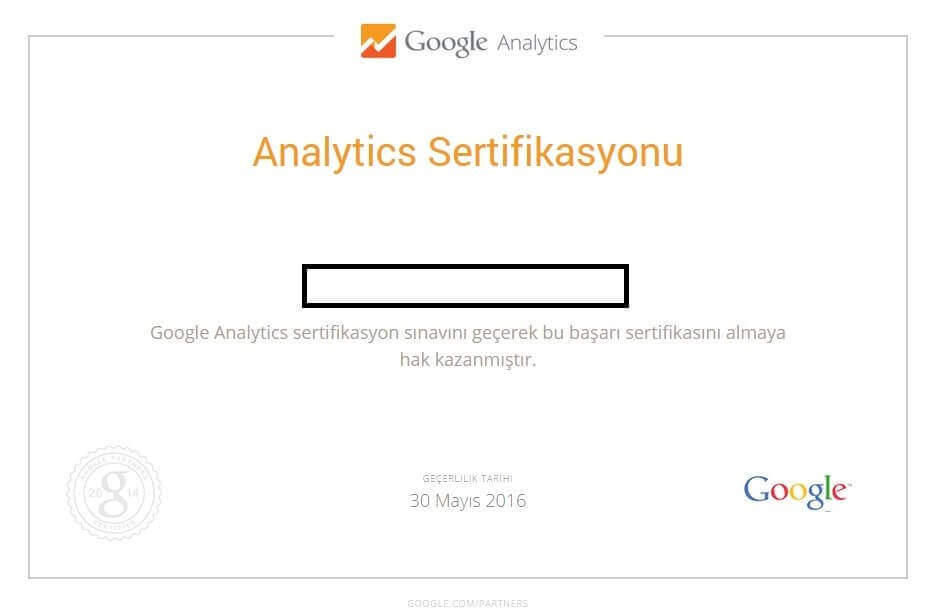 Google Analytics Sertifikasyonu